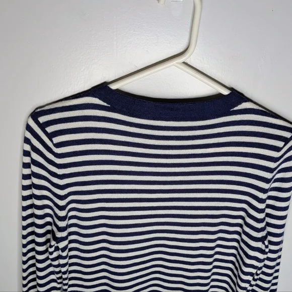 Talbots Nautical Striped Sweater Navy & White Soft Lambswool Blend Gently Used - Picture 9 of 12